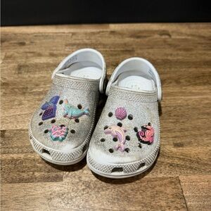 Kids Glitter Clogs with Sea Creature Charms